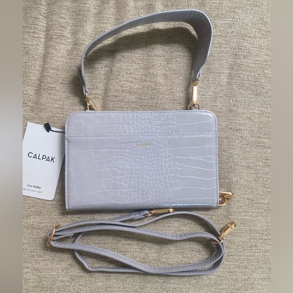 Calpak Gray Croc-Embossed Women's Bag